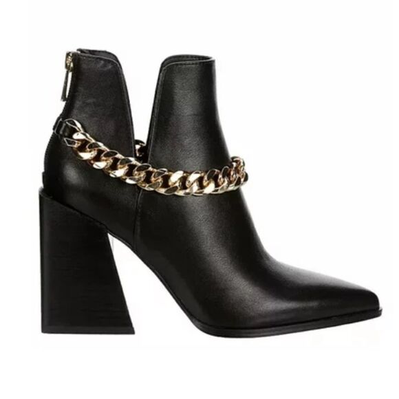 Steve Madden Tranquil Ankle Boots with Gold Chain Accent‎ Size 10 NWOB - Picture 2 of 9